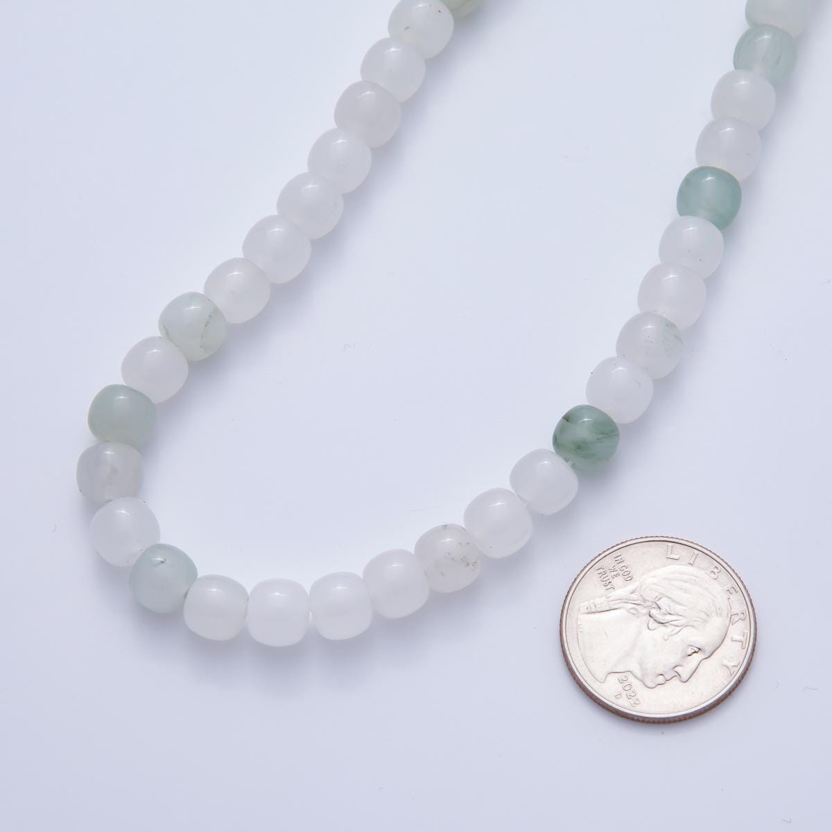 Light Green White Jade Rondelle Gemstone Beads 6, 8 mm Beads for Jewelry Making Supplies WA-3537