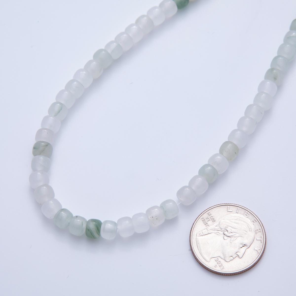 Light Green White Jade Rondelle Gemstone Beads 6, 8 mm Beads for Jewelry Making Supplies WA-3537