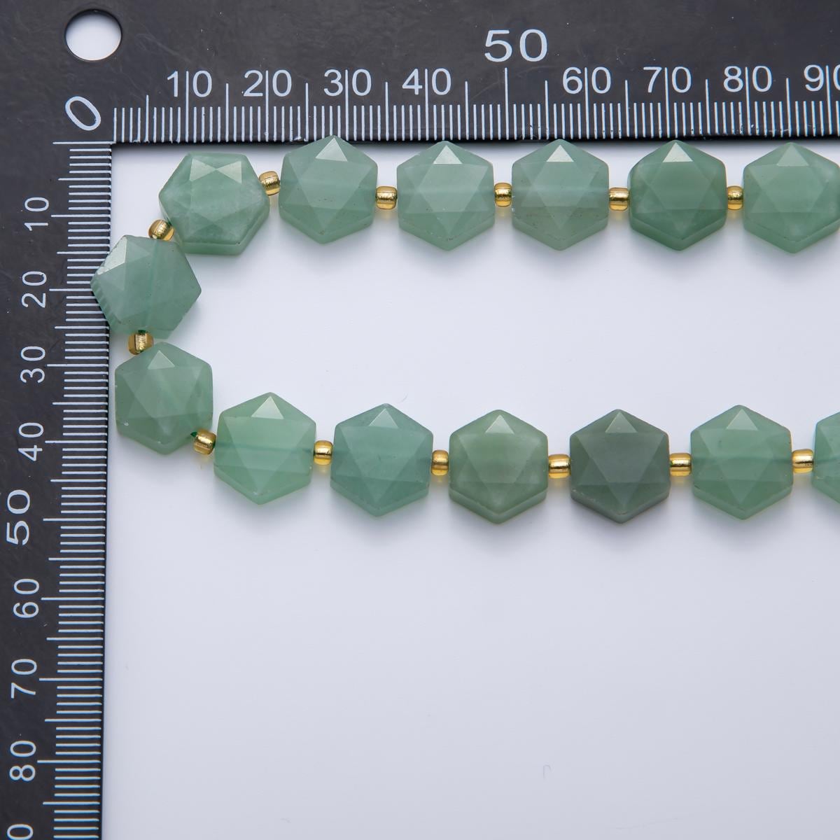 Green Aventurine Faceted Beads 12 x 14 mm Gemstone by Strand Finding Hexagon Wholesale Beads for Necklace Bracelet Supply | WA-3612