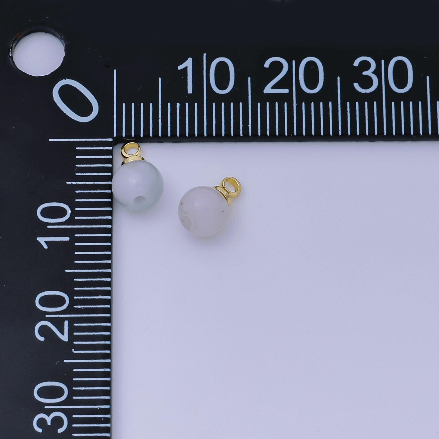 Gold Bail Round Aquamarine Gemstone Charms –5mm ball Natural Stone Pendants for Jewelry Making