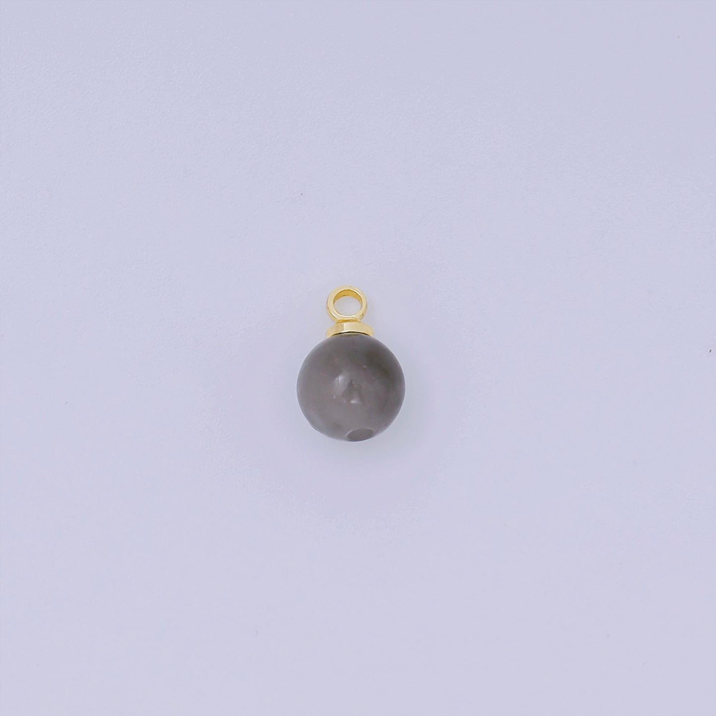 Gold Bail Round Aquamarine Gemstone Charms –5mm ball Natural Stone Pendants for Jewelry Making