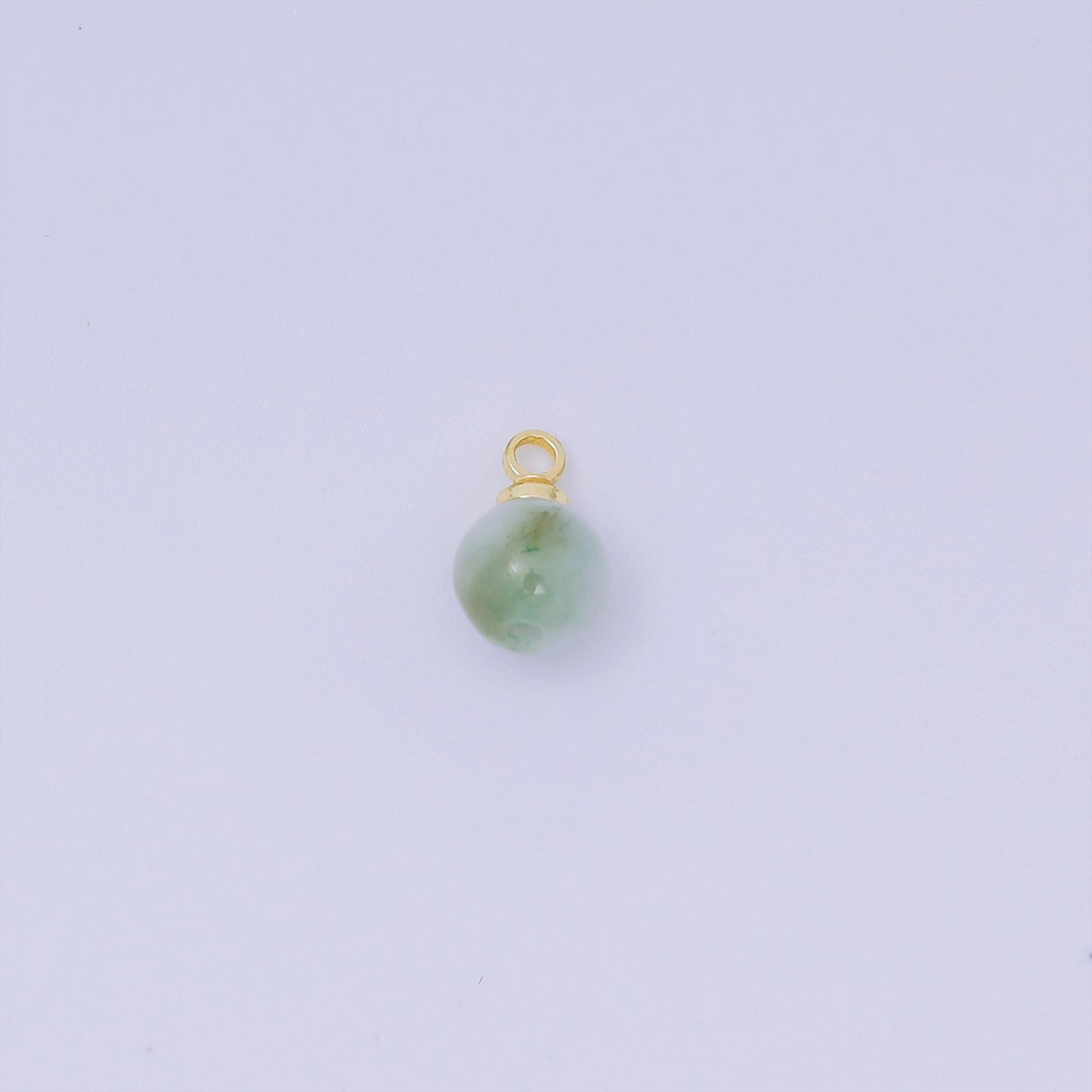 Gold Bail Round Aquamarine Gemstone Charms –5mm ball Natural Stone Pendants for Jewelry Making