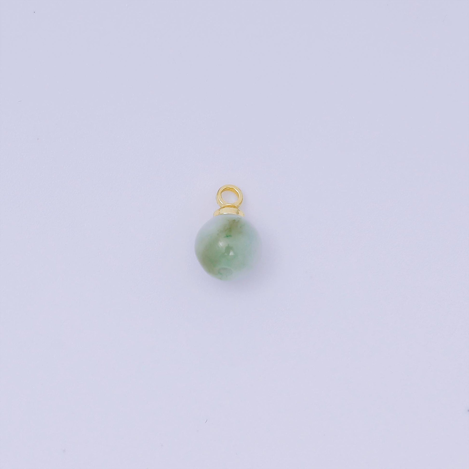 Gold Bail Round Aquamarine Gemstone Charms –5mm ball Natural Stone Pendants for Jewelry Making