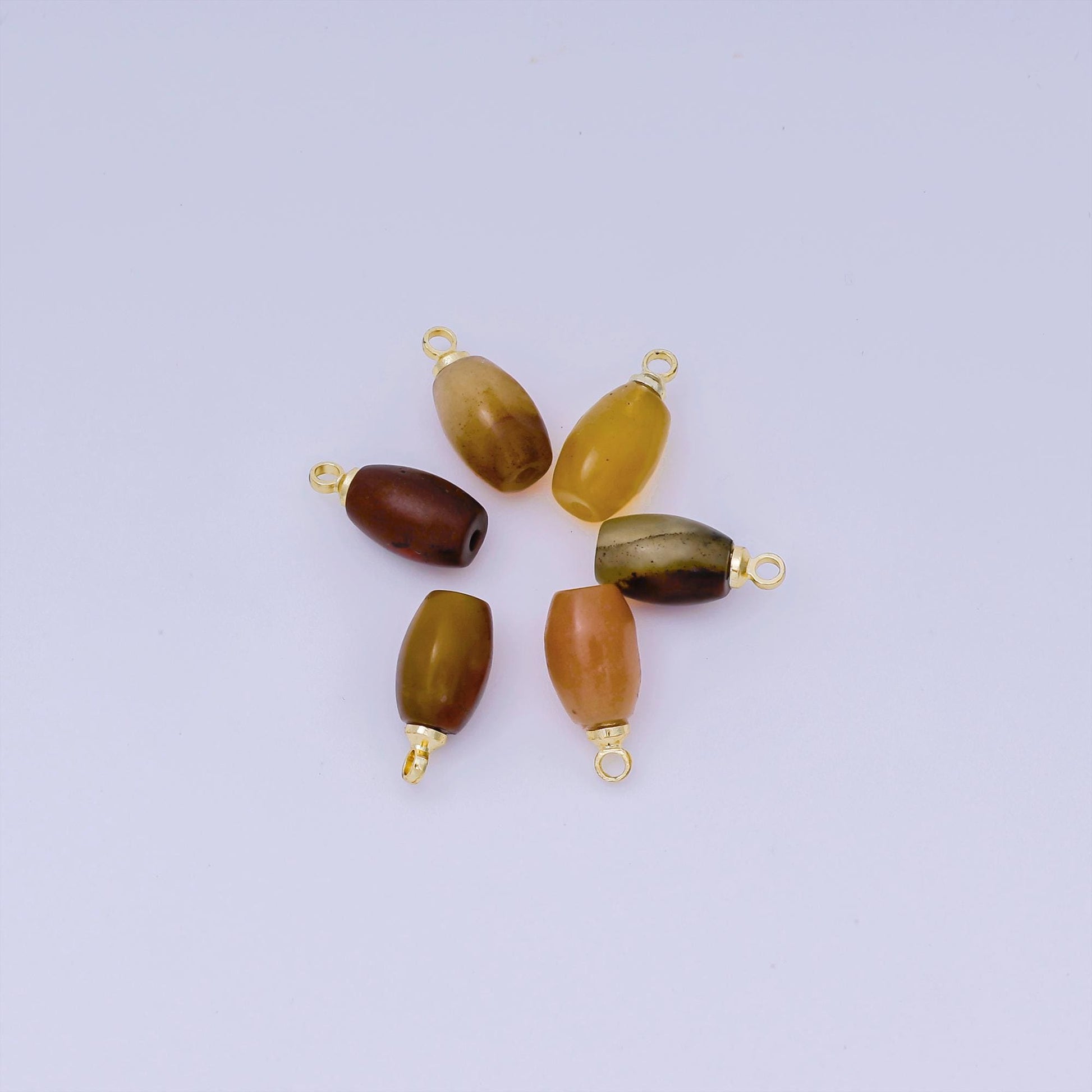Tiny Honey Agate Drum Bead Charm 13x6 mm AJ-490