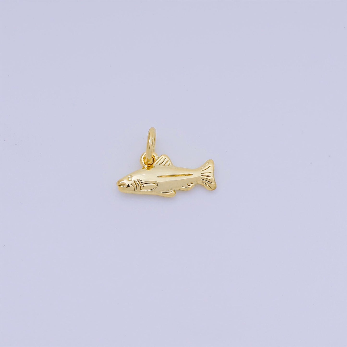 Mini Gold 13 mm fish Charm minimalist Ocean Animal charm in gold sardine fish pendant | AJ382