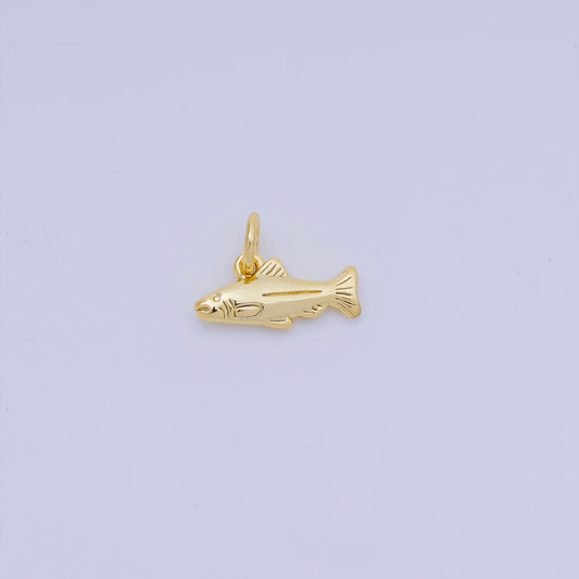 Mini Gold 13 mm fish Charm minimalist Ocean Animal charm in gold sardine fish pendant | AJ382
