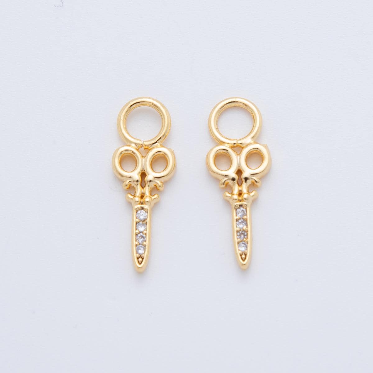 18K Gold Filled Micro Paved Scissors Add-On Drop Earring Charm | AF736