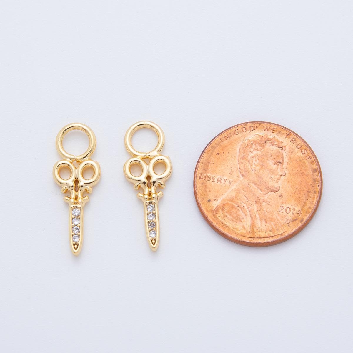 18K Gold Filled Micro Paved Scissors Add-On Drop Earring Charm | AF736