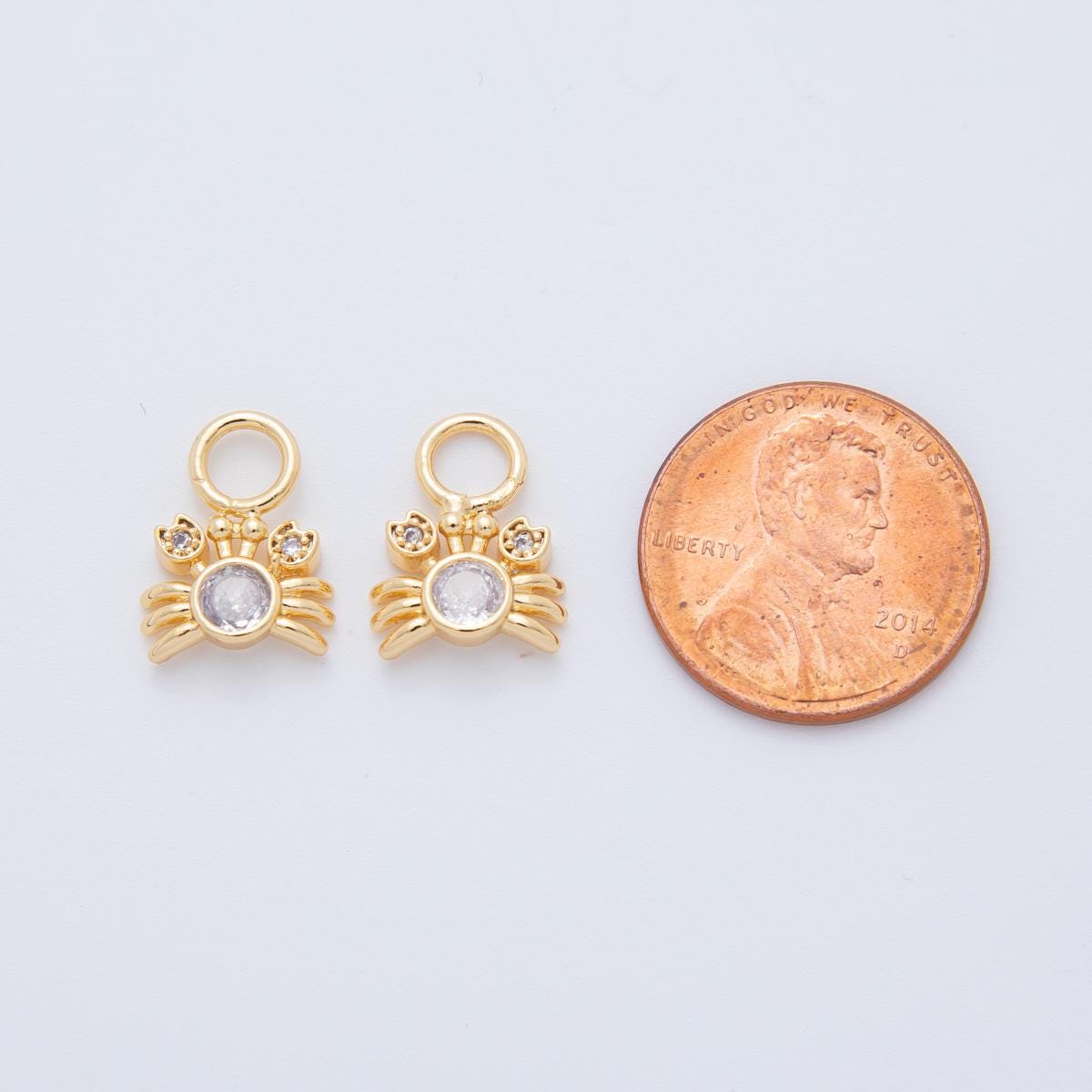 18K Gold Filled CZ Crab Crustacean Add-On Drop Earring Charm | AF738