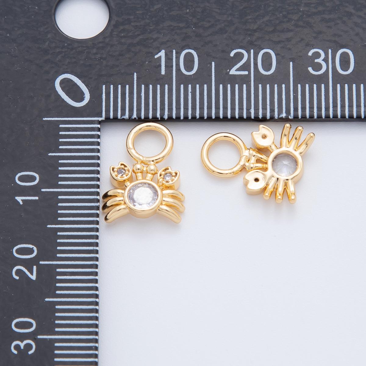 18K Gold Filled CZ Crab Crustacean Add-On Drop Earring Charm | AF738