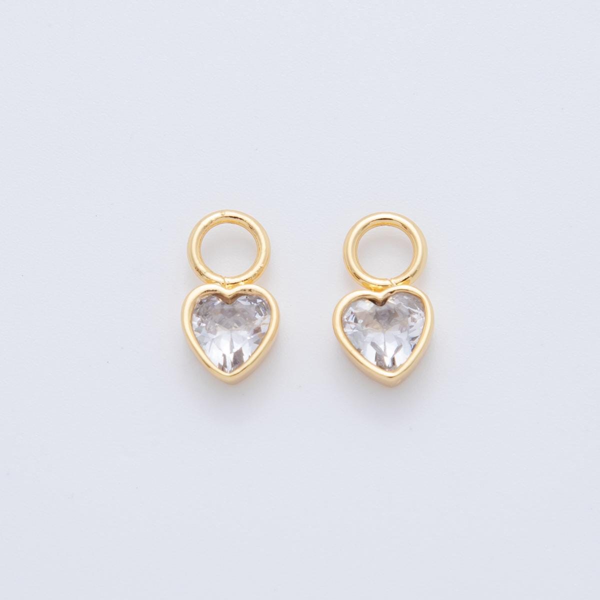 18K Gold Filled Clear CZ Heart Add-On Drop Earring Charm | AF742