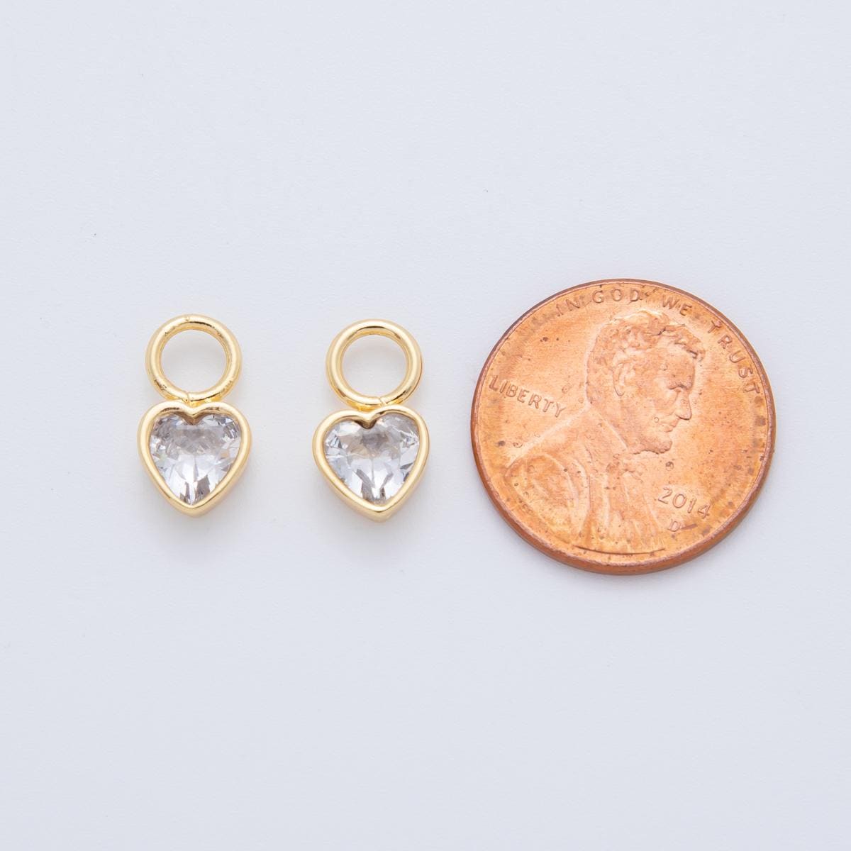 18K Gold Filled Clear CZ Heart Add-On Drop Earring Charm | AF742