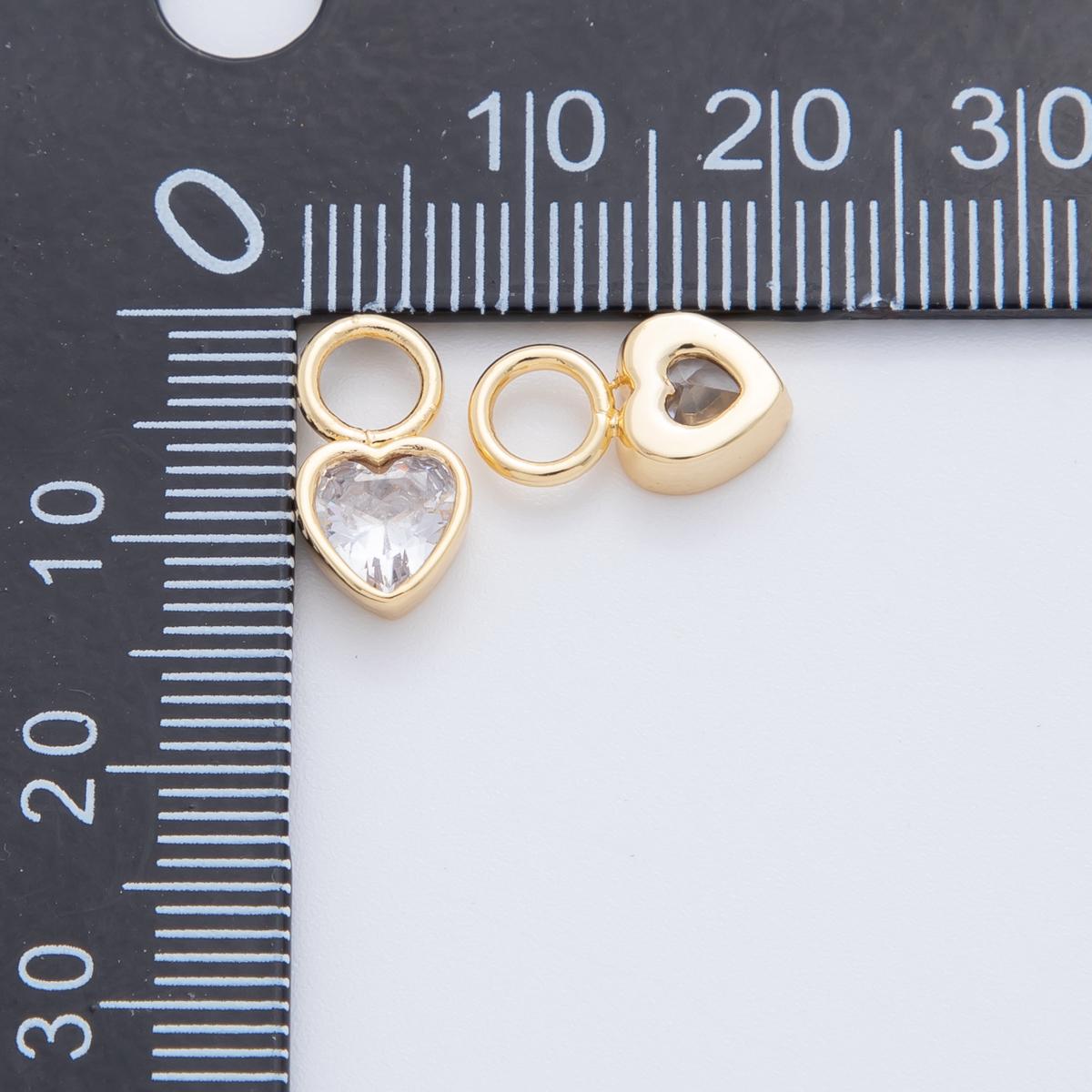 18K Gold Filled Clear CZ Heart Add-On Drop Earring Charm | AF742