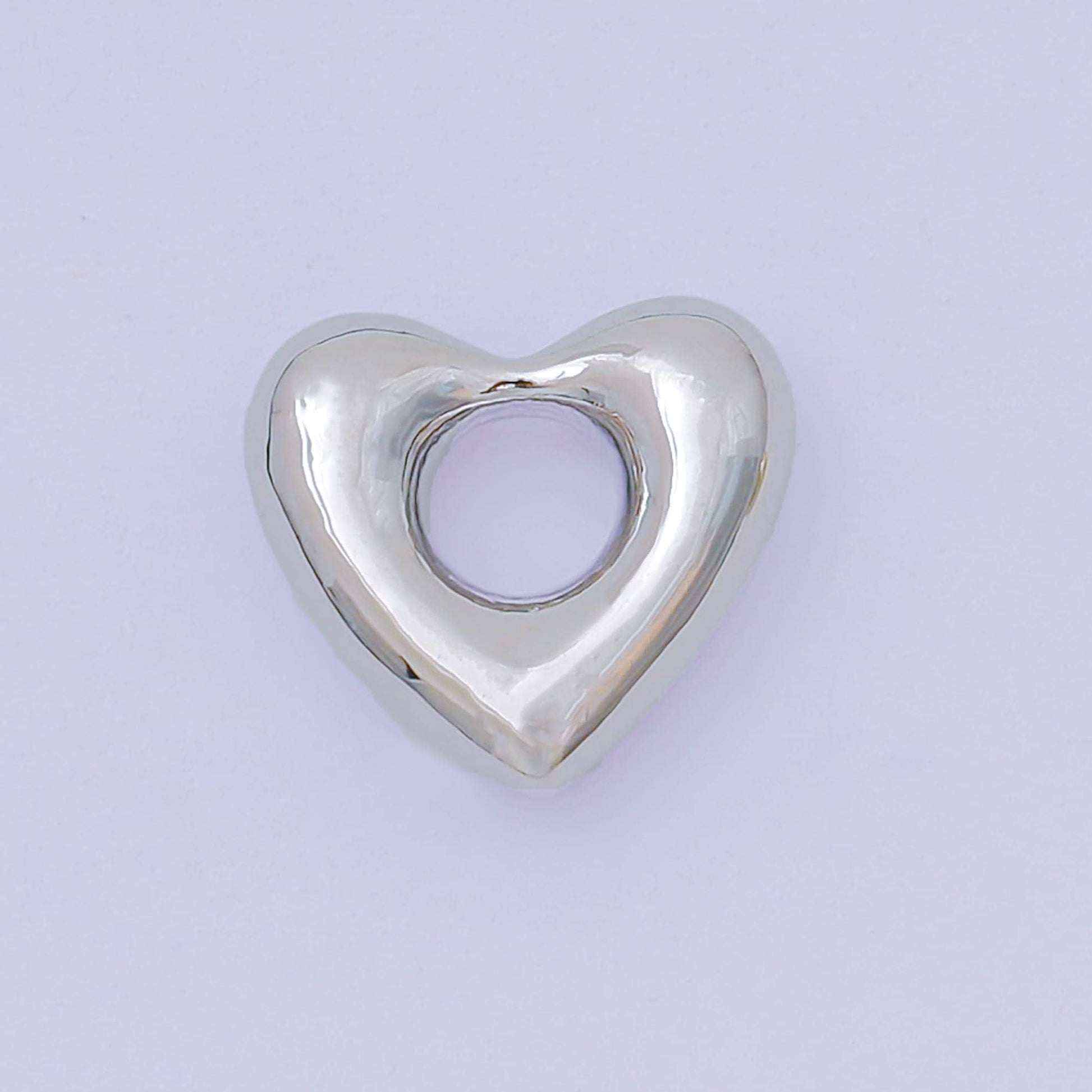 Modern Heart Sculptural Statement Jewelry Charm for Cord Necklace, Earring Charm Heart Pendant In 24k Gold Filled b-476