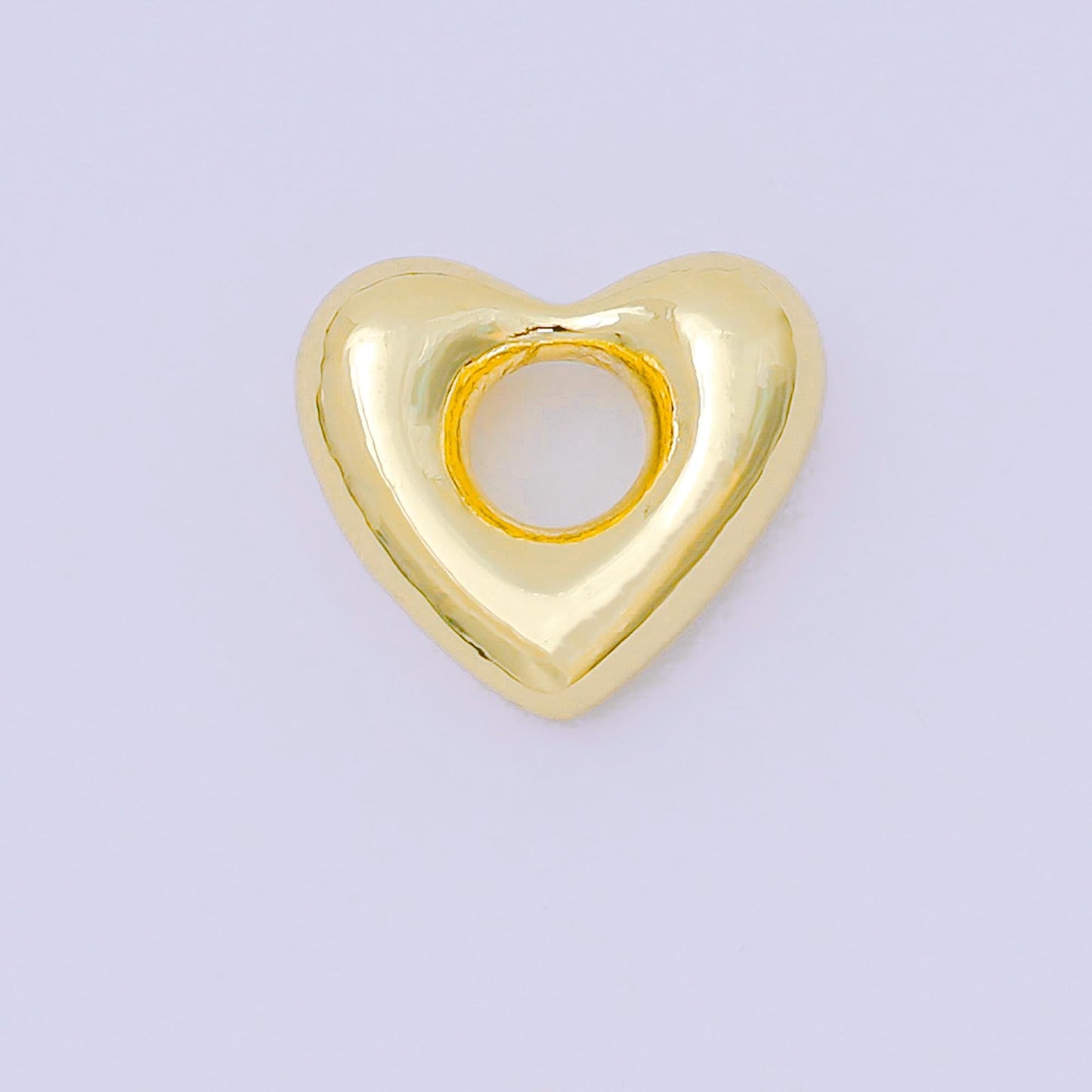 Modern Heart Sculptural Statement Jewelry Charm for Cord Necklace, Earring Charm Heart Pendant In 24k Gold Filled b-476