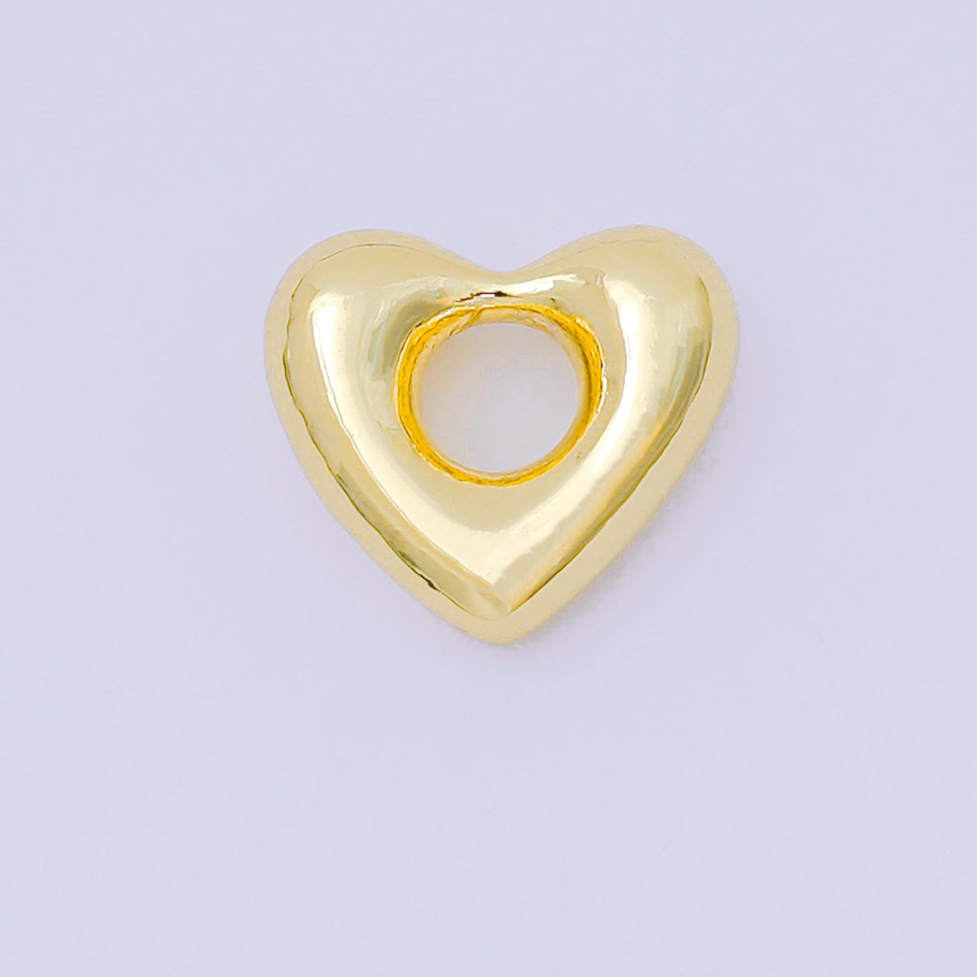 Modern Heart Sculptural Statement Jewelry Charm for Cord Necklace, Earring Charm Heart Pendant In 24k Gold Filled b-476