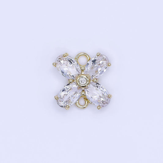 Tiny Flower Cubic Zirconia charm Connector Mini X Flower Charm Y-054