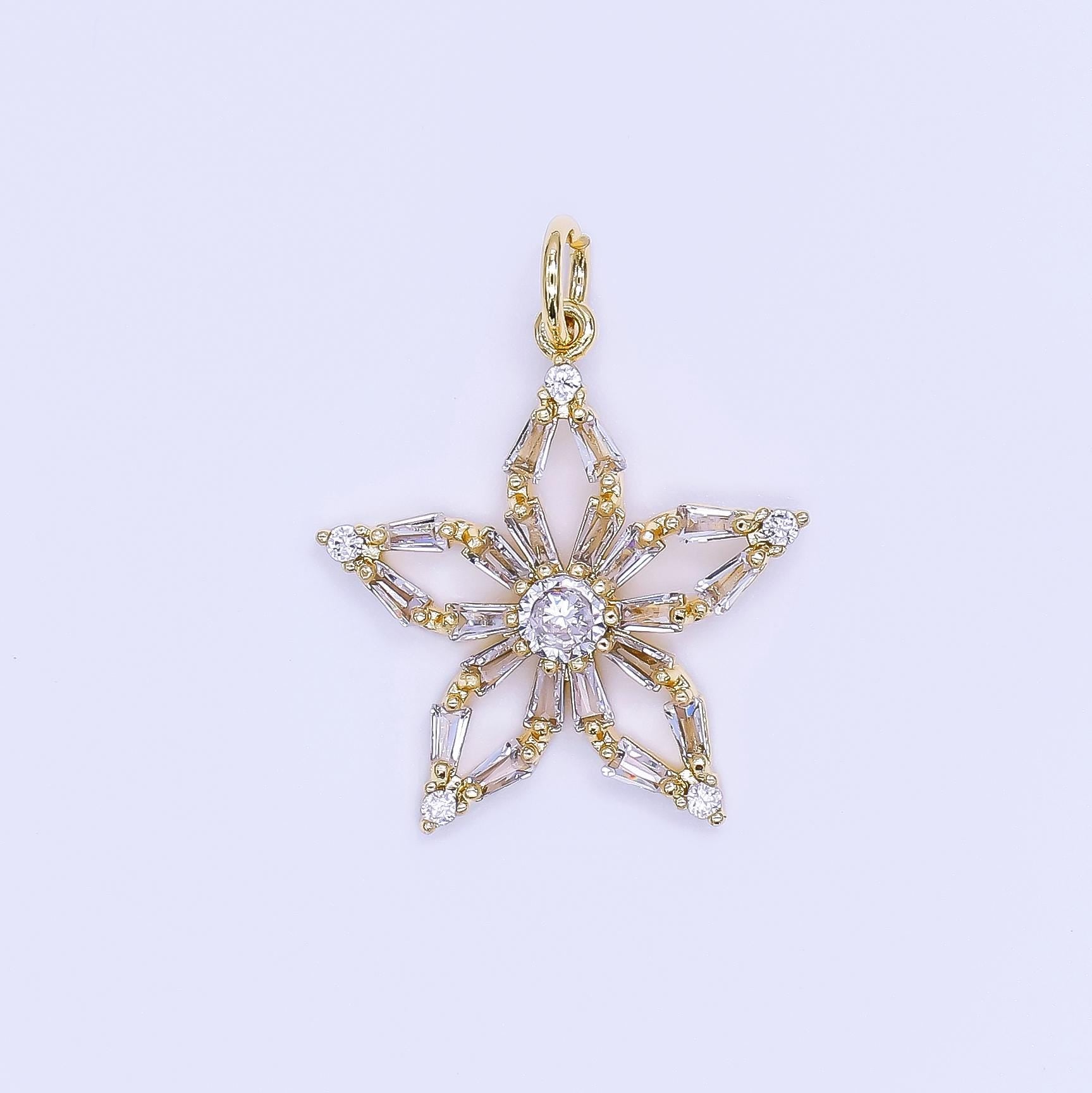 Tiny Star Cubic Zirconia charm Mini Celestial Christmas Winter Charm AJ-509