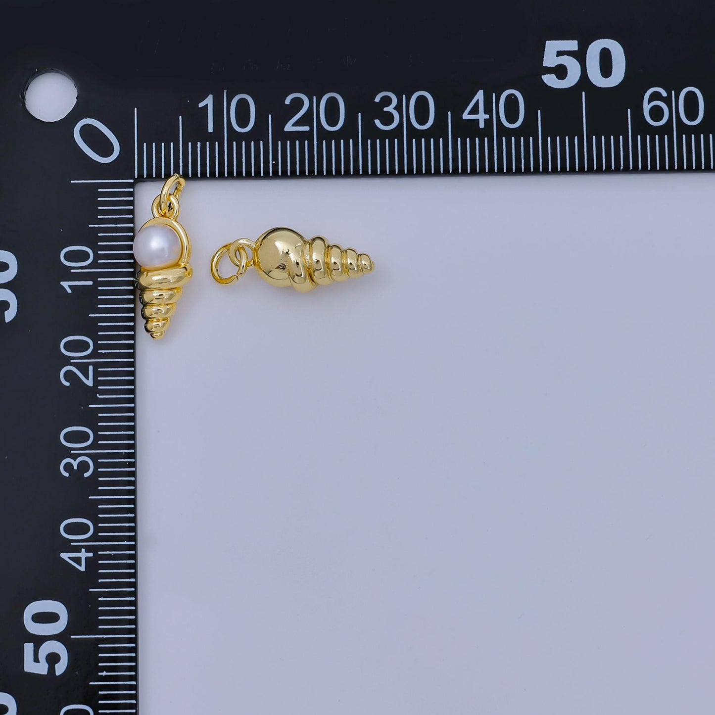 24K Gold Filled Shell Pearl Spiral Cone Ice Cream Charm | AH-628