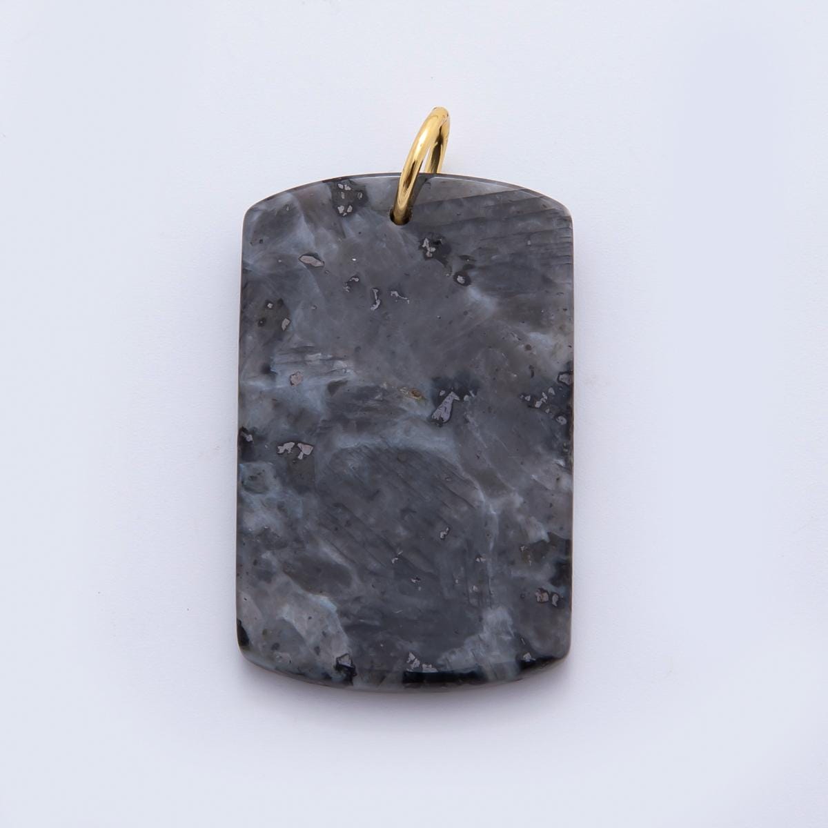 Natural Gemstone Military Tag Pendant Stone Charm for Necklace Bracelet Jewelry Making Supply 18k Gold Filled Charm AH-932