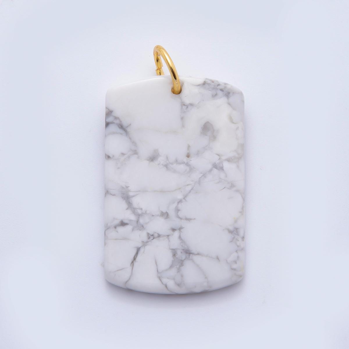 Natural Gemstone Military Tag Pendant Stone Charm for Necklace Bracelet Jewelry Making Supply 18k Gold Filled Charm AH-932