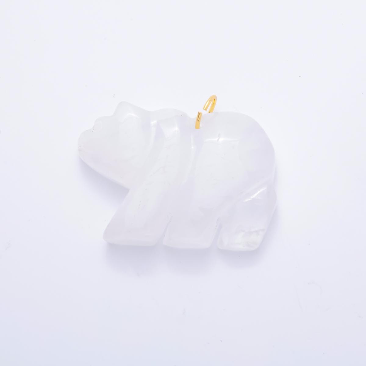 Polar Bear Gemstone Pendant Natural Stone Winter Animal Charm for Jewelry Making Supply 18k Gold Filled Charm Cord Scarf Necklace AH-930