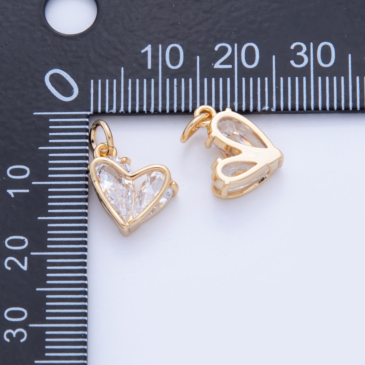 18K Gold Filled Heart charms Tiny Love Charm Pendant CZ Charm Bracelet Necklace for Jewelry Making Supply AF-809