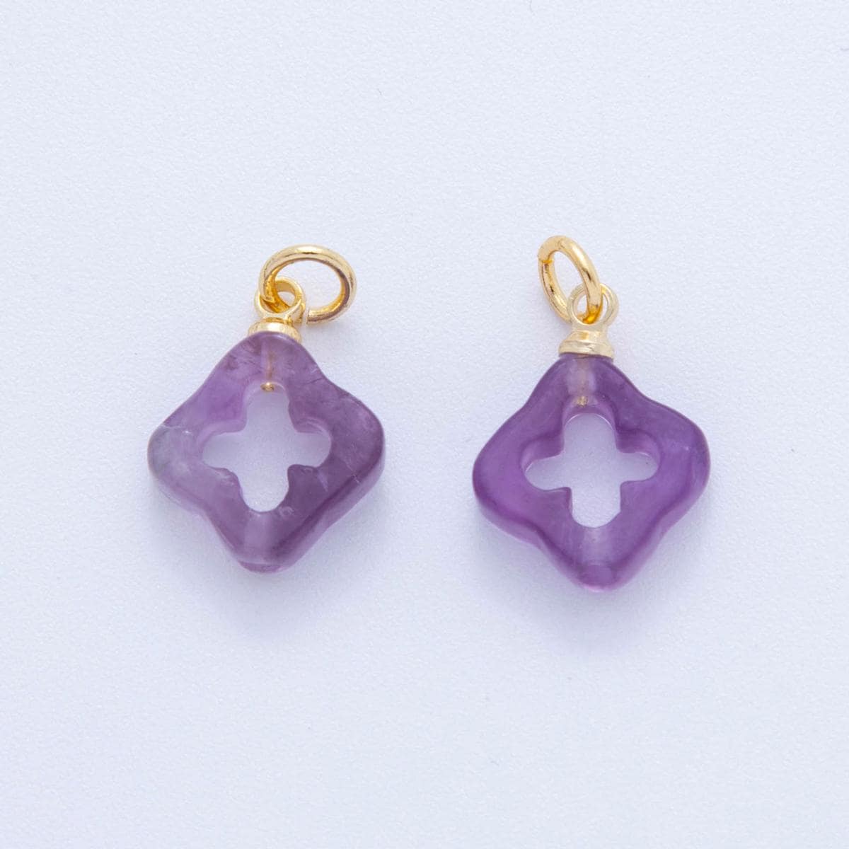 Mini Multicolor Gemstone Clover Charms 18k Gold Filled Lucky Pendant for DIY Earrings, Necklaces Bracelet Jewelry Making AF-786