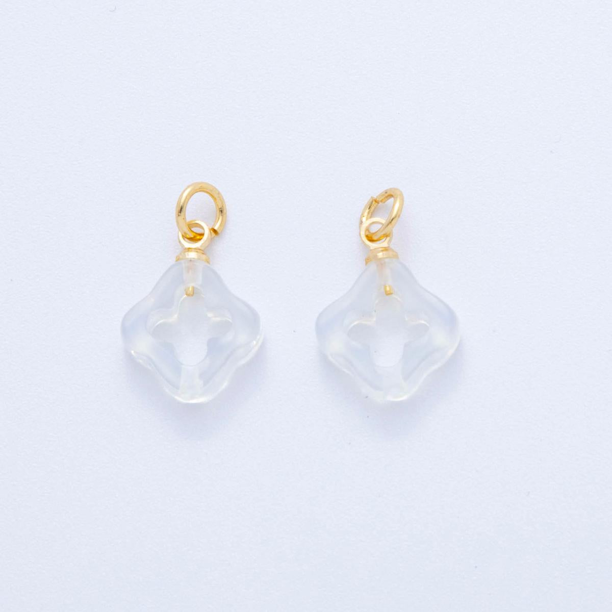 Mini Multicolor Gemstone Clover Charms 18k Gold Filled Lucky Pendant for DIY Earrings, Necklaces Bracelet Jewelry Making AF-786