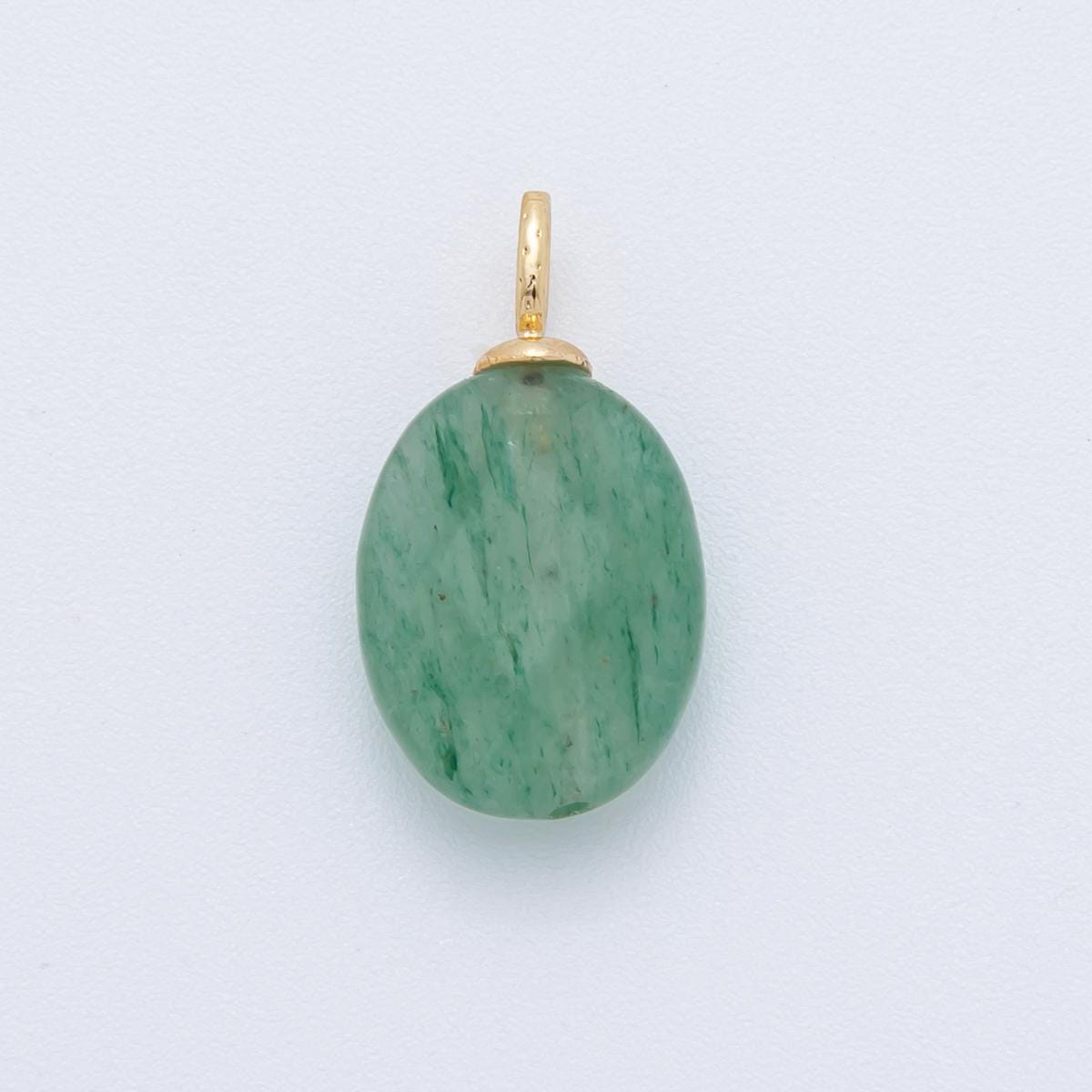 Natural Gemstone Faceted Oval Charms 18k Gold Filled Mixed Stone Gold Bail Charm for DIY Necklaces Jewelry Making AF-98