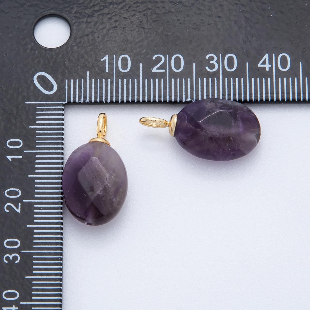 Natural Gemstone Faceted Oval Charms 18k Gold Filled Mixed Stone Gold Bail Charm for DIY Necklaces Jewelry Making AF-98