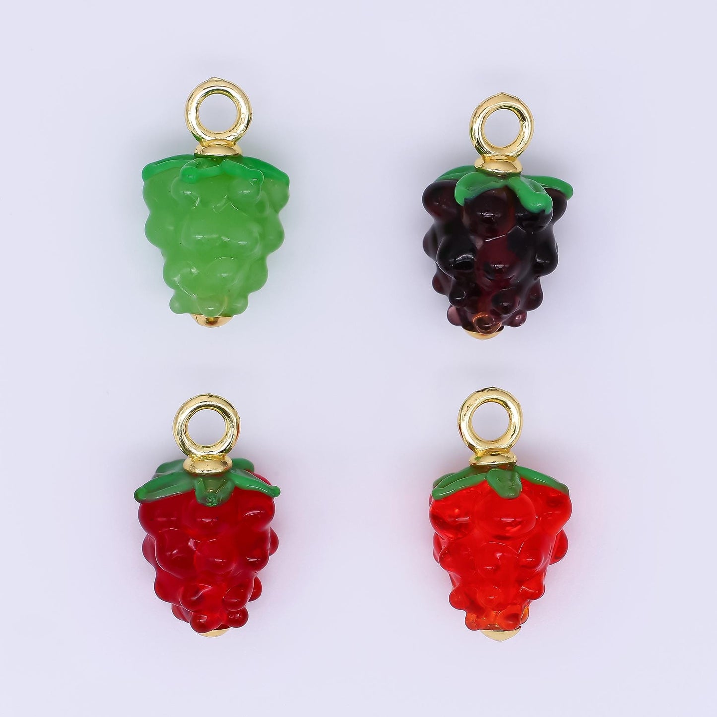 24K Gold Filled 23mm Glass Art Fresh Grape Fruit Charm | AH-622 AH-623