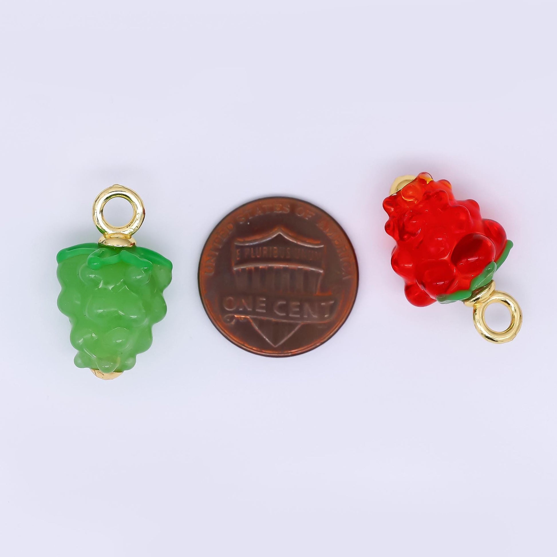 24K Gold Filled 23mm Glass Art Fresh Grape Fruit Charm | AH-622 AH-623
