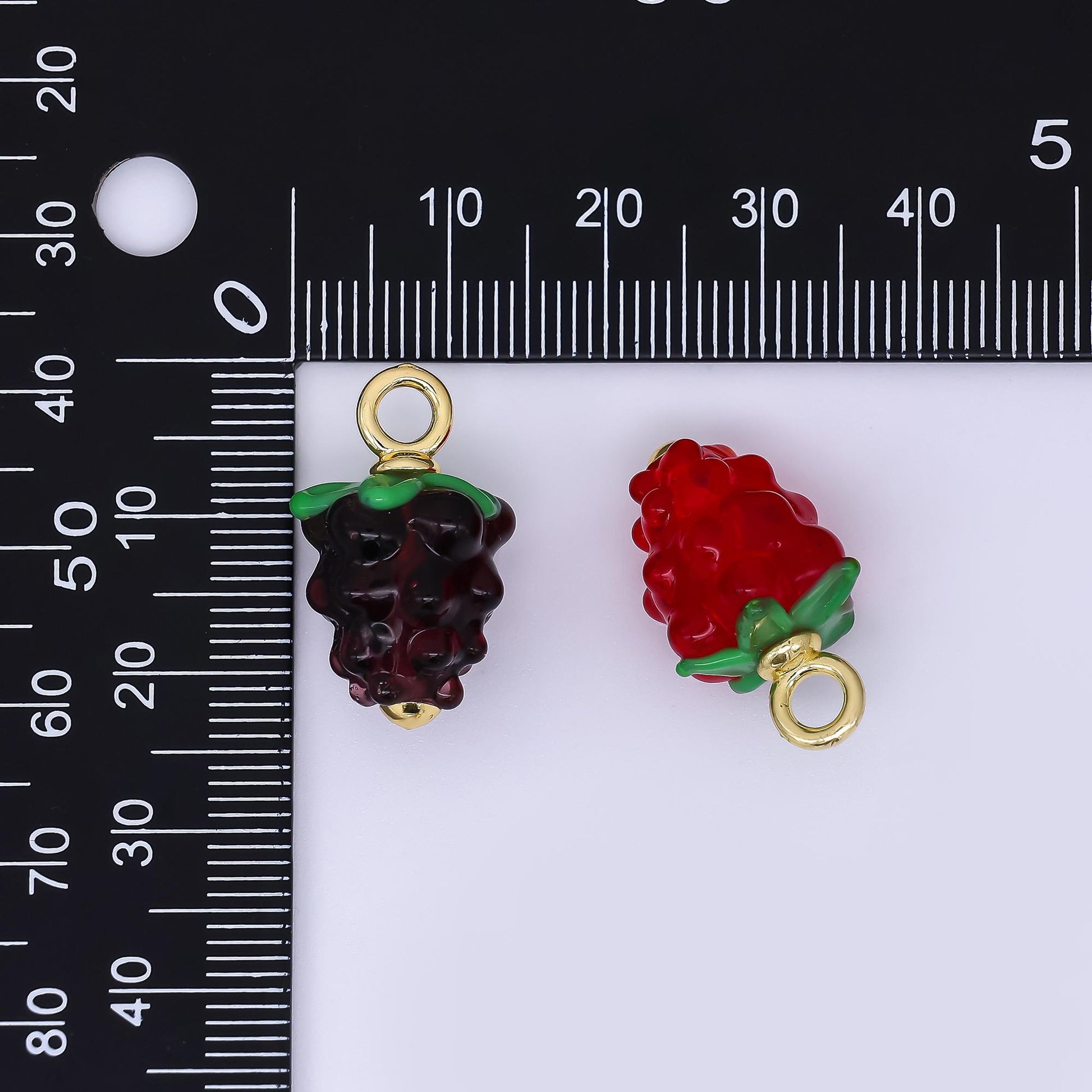 24K Gold Filled 23mm Glass Art Fresh Grape Fruit Charm | AH-622 AH-623