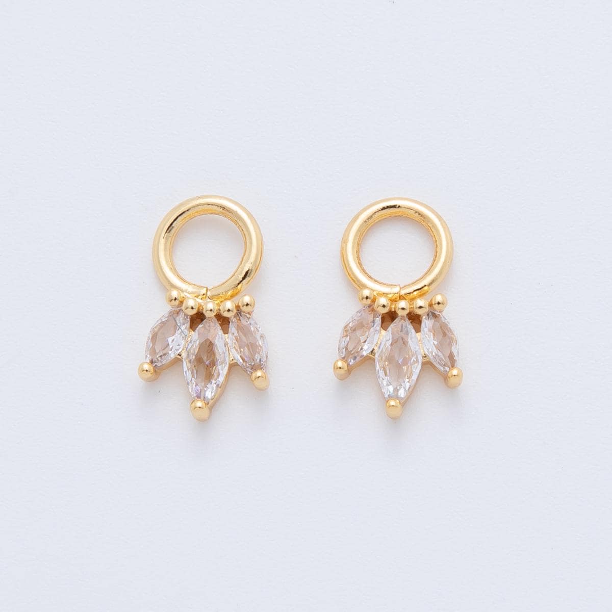 18K Gold Filled Triple Marquise CZ Add-On Drop Earring Charm | AF744