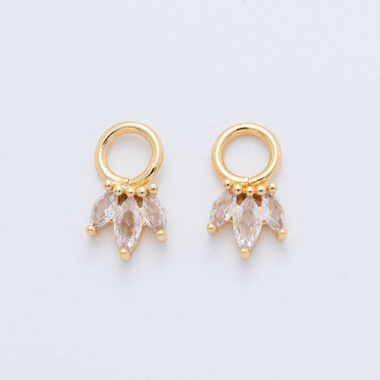 18K Gold Filled Triple Marquise CZ Add-On Drop Earring Charm | AF744