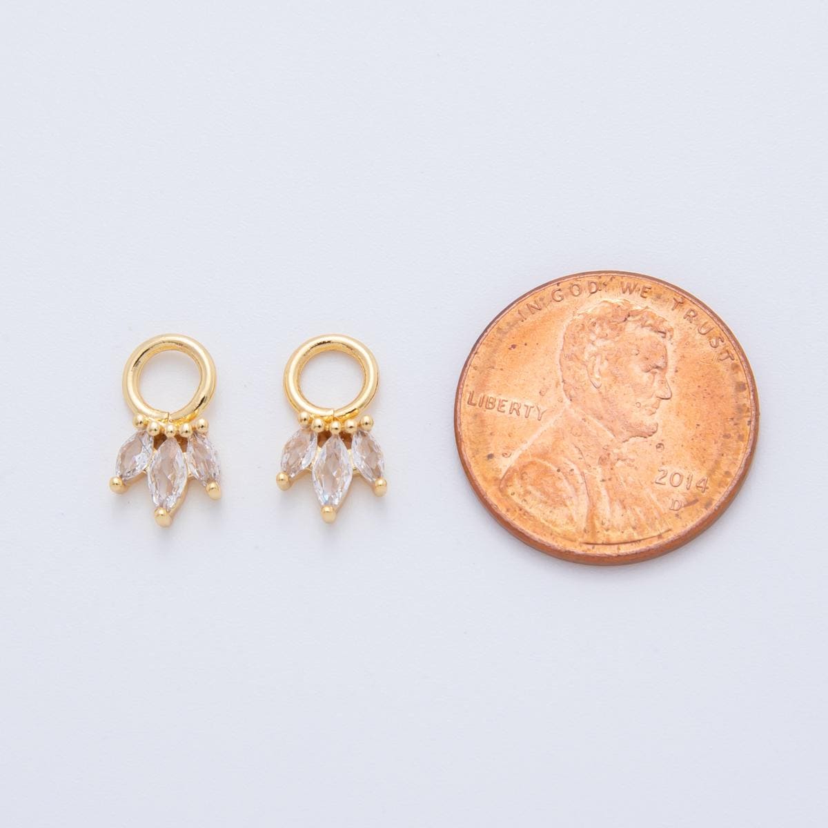 18K Gold Filled Triple Marquise CZ Add-On Drop Earring Charm | AF744