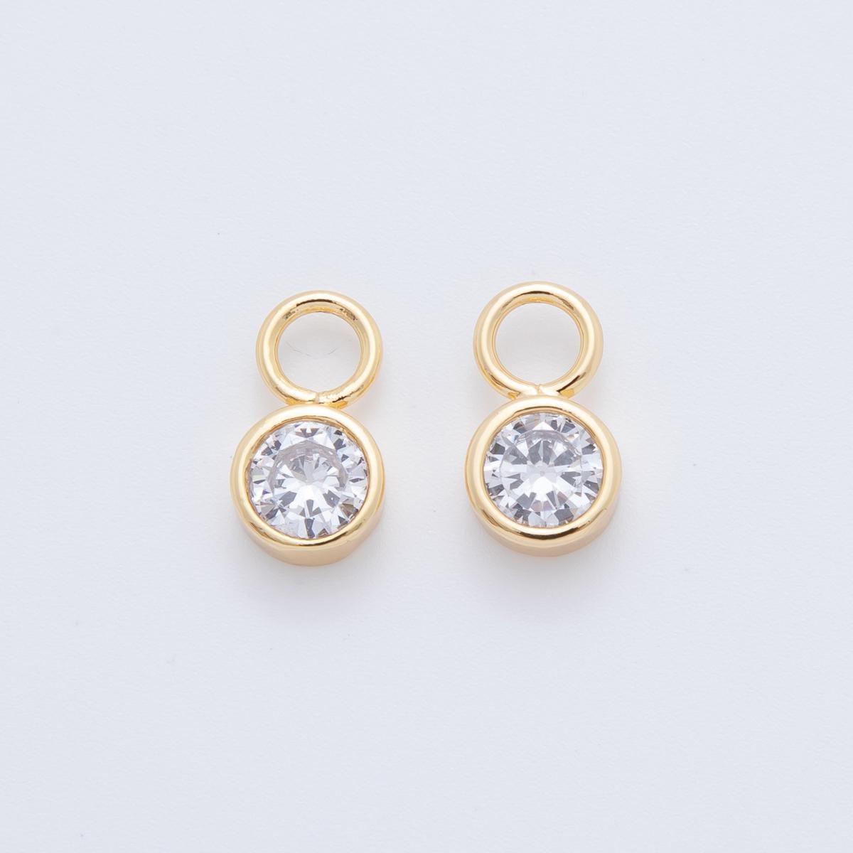 18K Gold Filled Clear CZ Bezel Add-On Drop Earring Charm | AF745