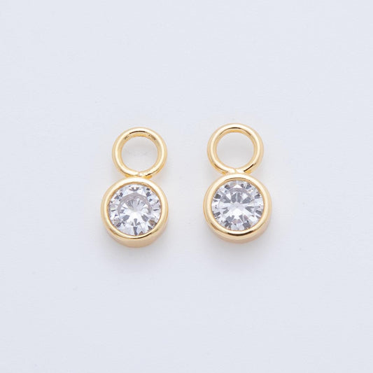 18K Gold Filled Clear CZ Bezel Add-On Drop Earring Charm | AF745