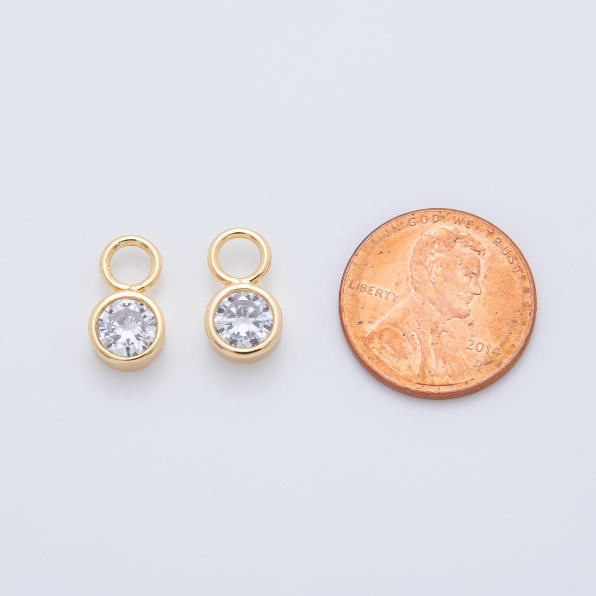 18K Gold Filled Clear CZ Bezel Add-On Drop Earring Charm | AF745
