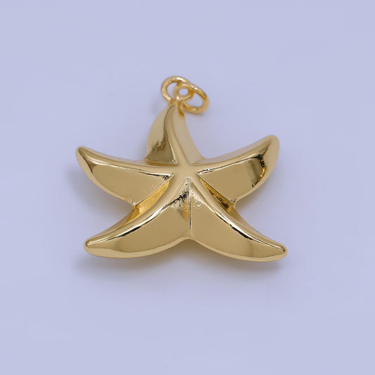 Star fish 24k Gold Filled sea star cluster charm Beach Under The Sea animal pendant AH-548