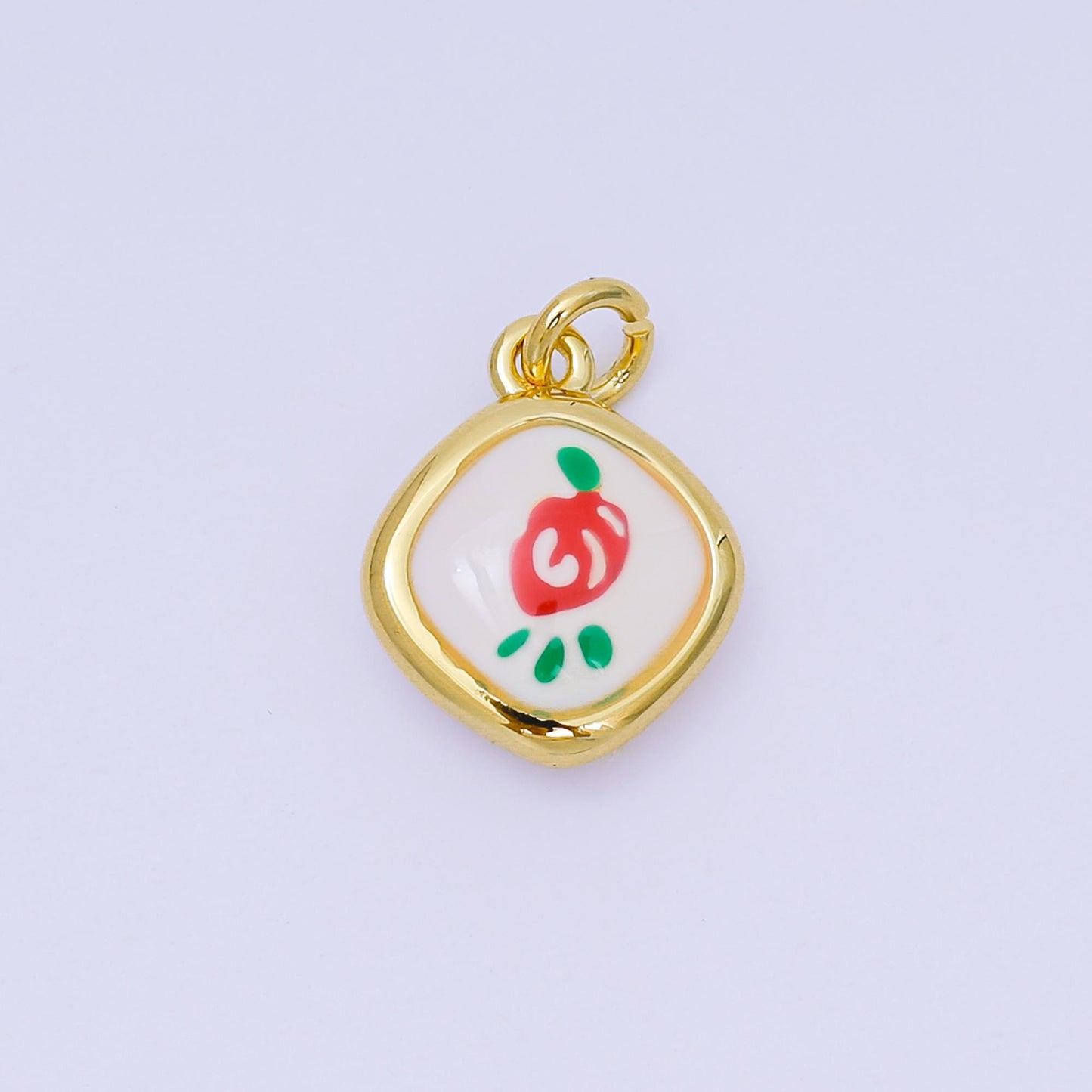 24K Gold Filled 15.9 X 13.1 mm Red Enamel Chili Charm AH-546