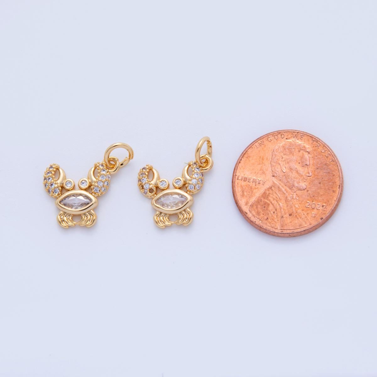 18K Gold Filled Crab charms Tiny Under the Sea Ocean Beach Animal Charm Pendant CZ Charm Bracelet Necklace for Jewelry Making Supply AF-812