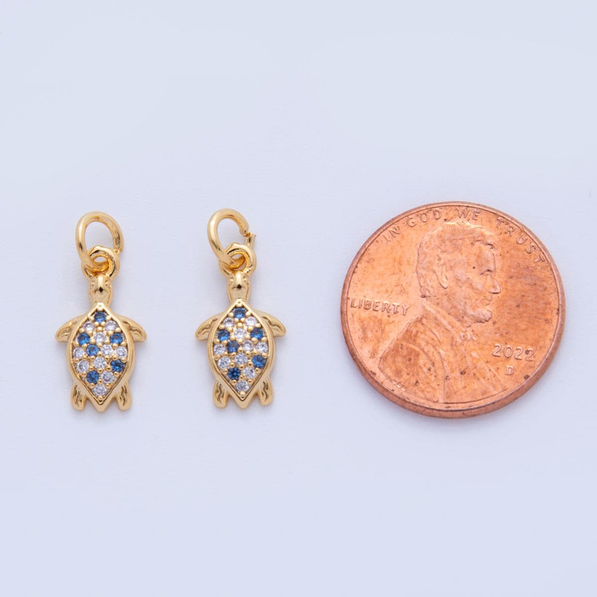 18K Gold Filled Turtle charms Tiny Under the Sea Ocean Beach Animal Charm Pendant CZ Charm Bracelet Necklace for Jewelry Making AF-814