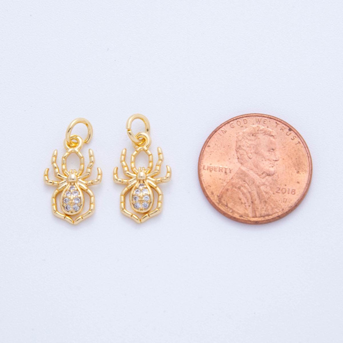 18K Gold Filled Spider charms Halloween Tarantula Animal Charm Pendant CZ Charm Bracelet Necklace for Jewelry Making Supply AF-815