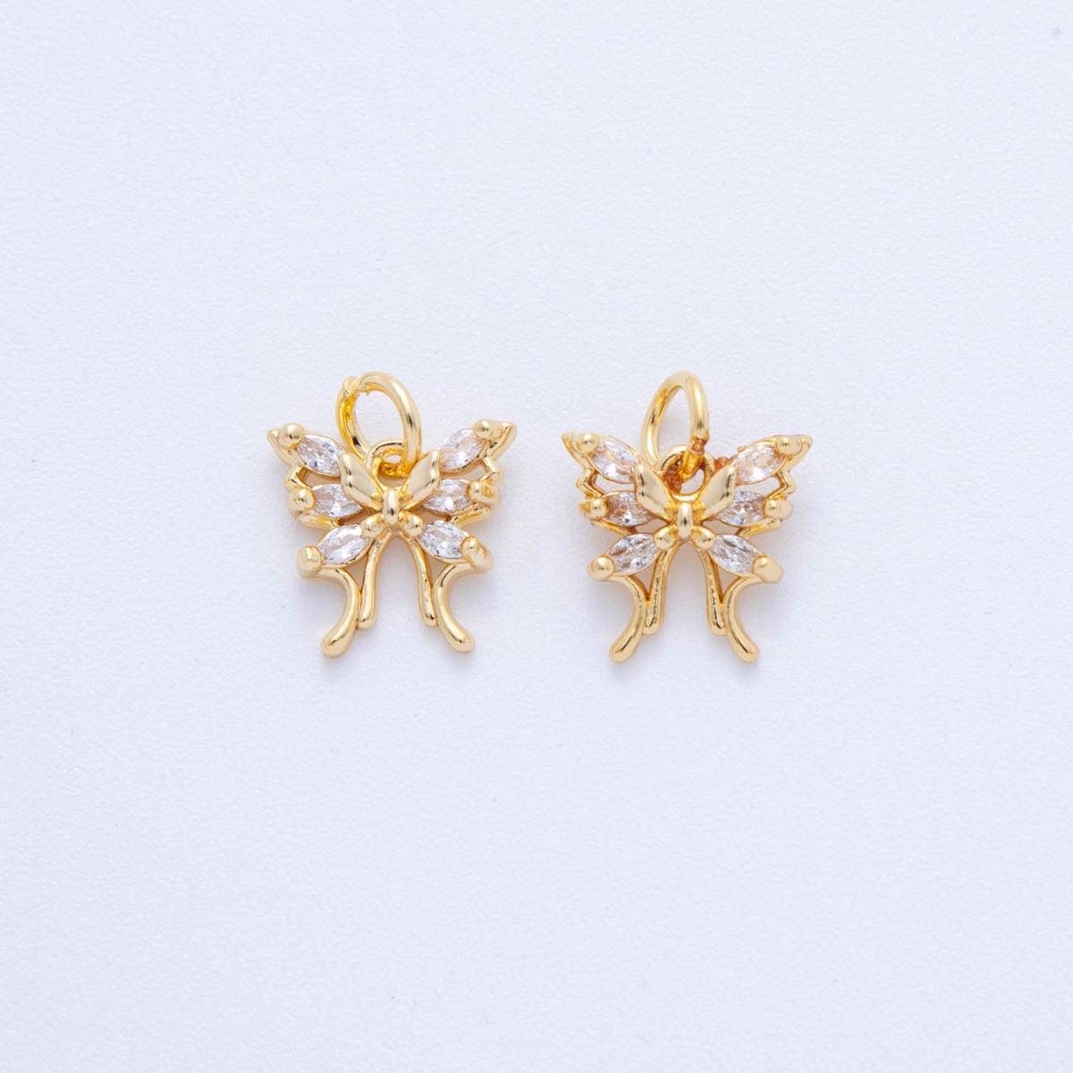 18K Gold Filled Butterfly charms Mariposa Insect Animal Charm Pendant CZ Charm Bracelet Necklace for Jewelry Making Supply AF-818
