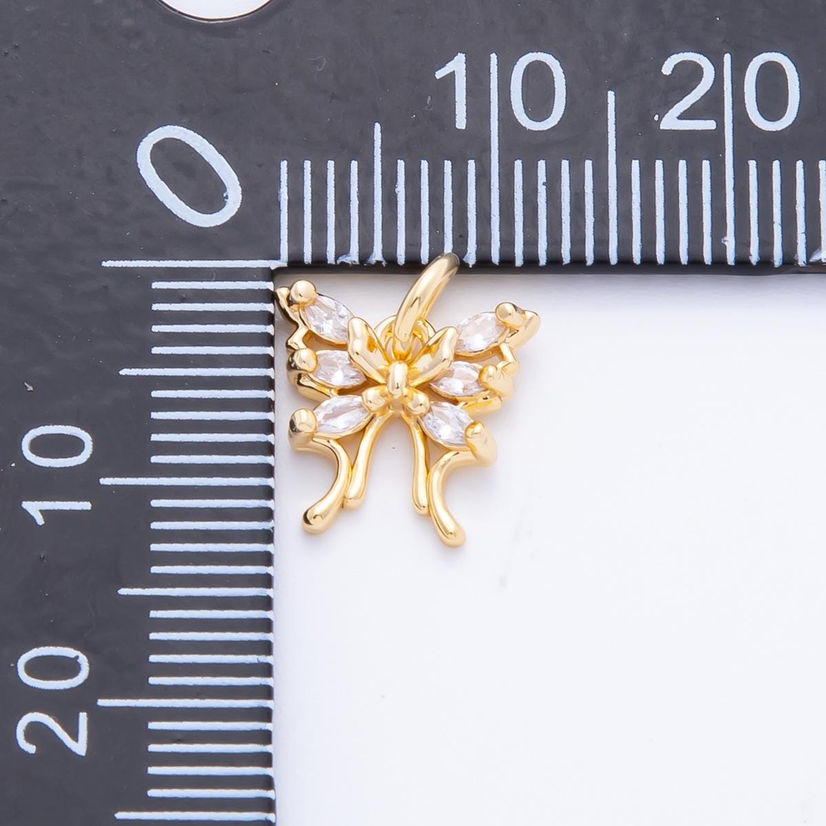 18K Gold Filled Butterfly charms Mariposa Insect Animal Charm Pendant CZ Charm Bracelet Necklace for Jewelry Making Supply AF-818