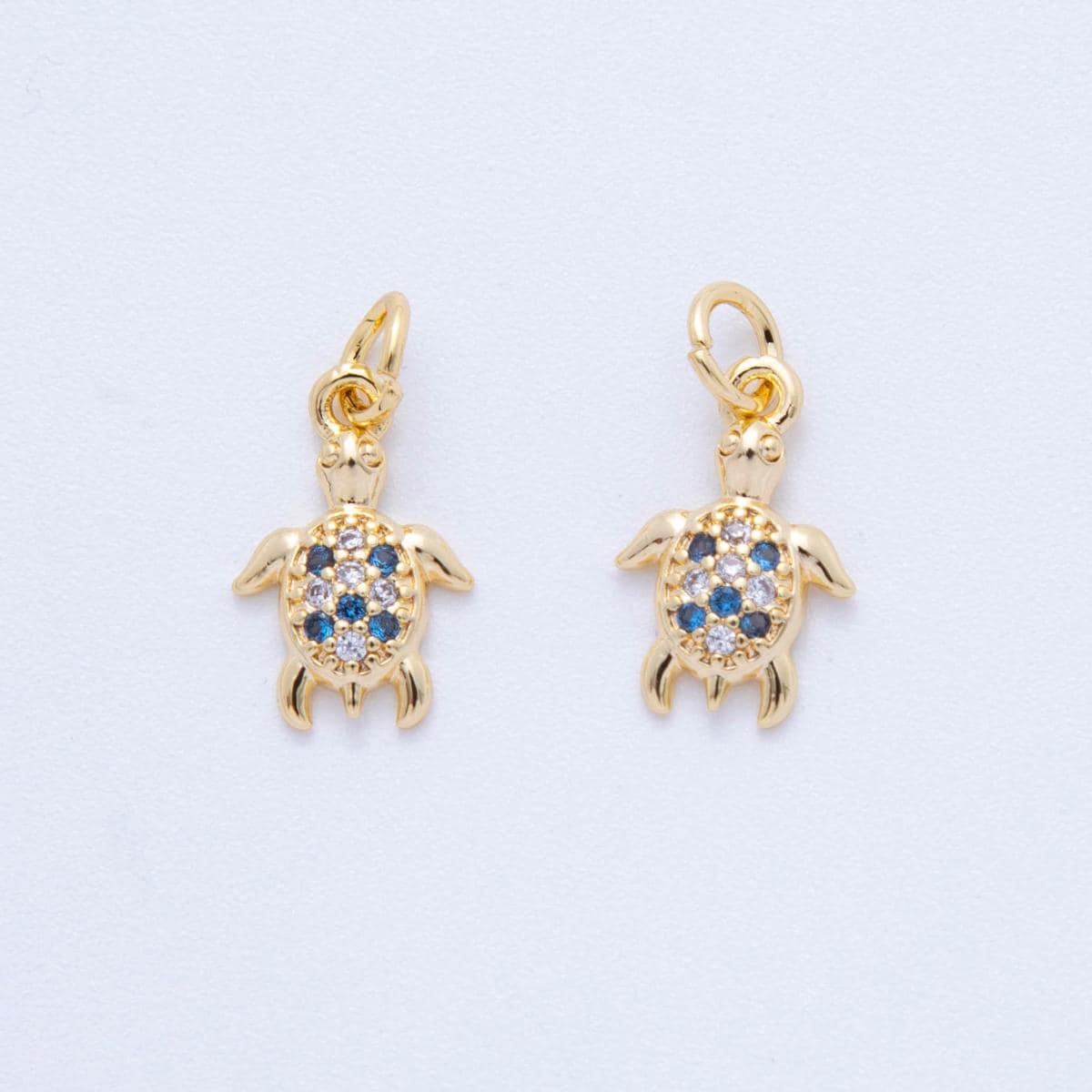 18K Gold Filled Turtle charms Tiny Under the Sea Ocean Beach Animal Charm Pendant CZ Charm Bracelet Necklace for Jewelry Making AF-819