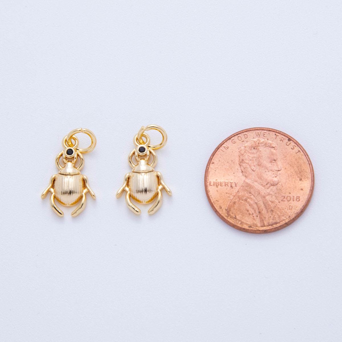 18K Gold Filled Beetle Pendant Mini Insect Charm Bracelet Necklace for DIY Jewelry Making Supply AF-821