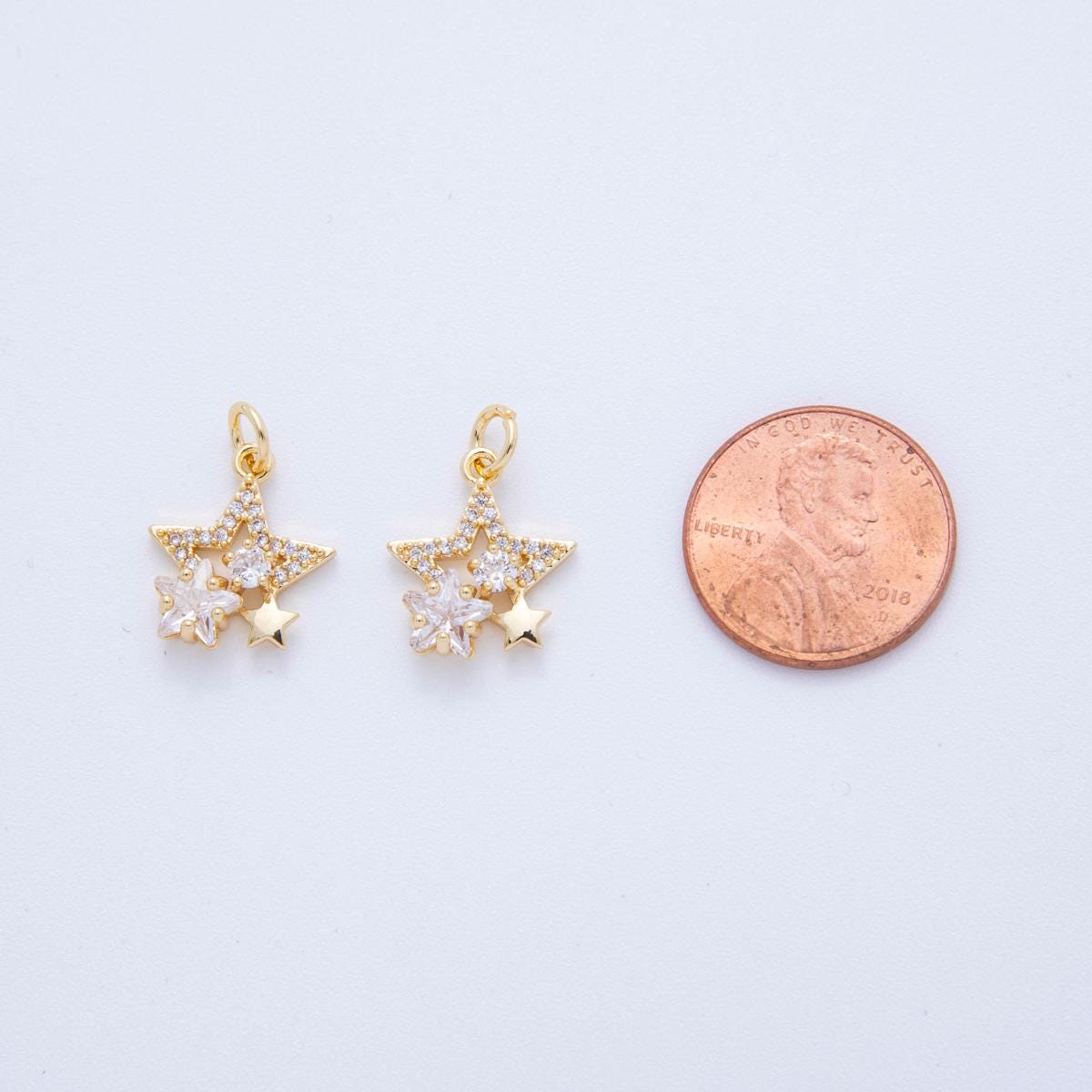 18K Gold Filled Star Pendant Mini Celestial Charm Bracelet Necklace for DIY Jewelry Making Supply AF-824